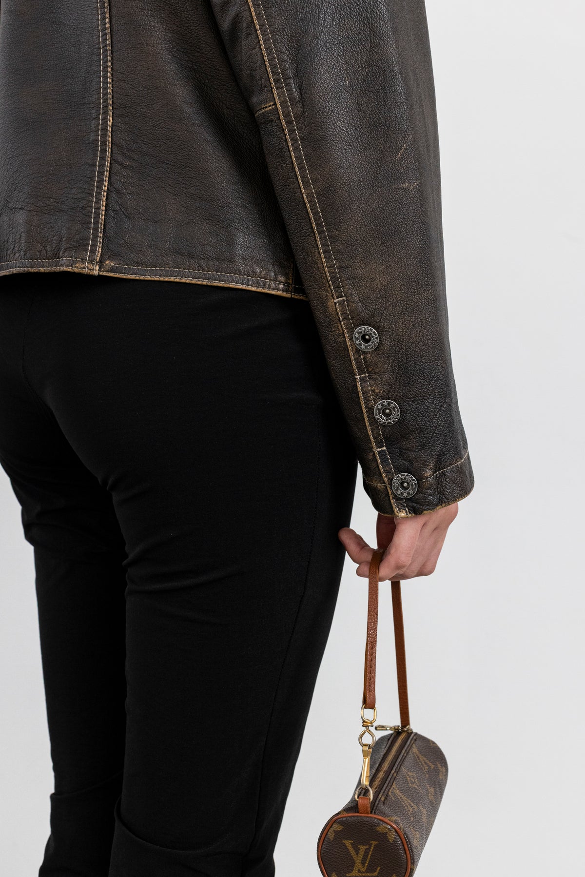 Vintage Brown Faded Seam Leather Jacket