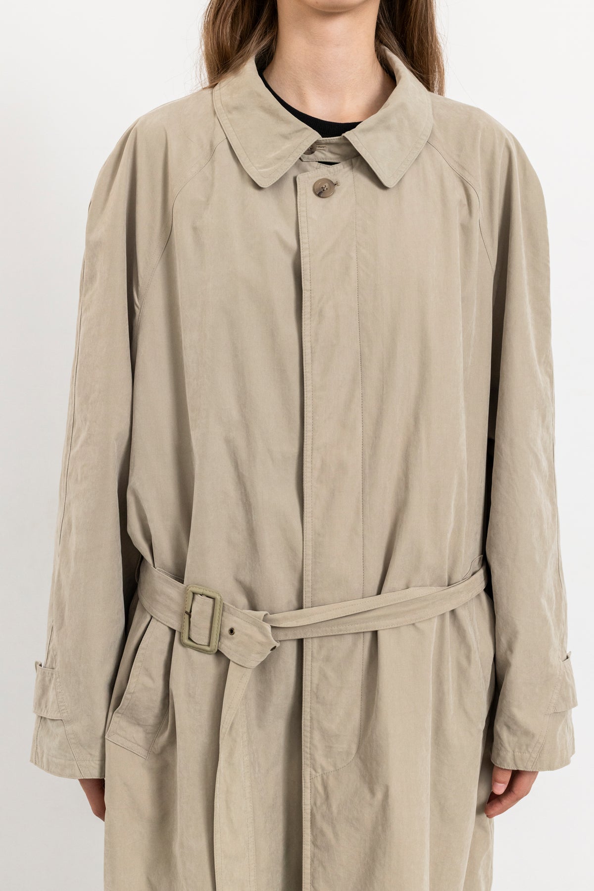 Vintage Beige Minimal Trench Coat