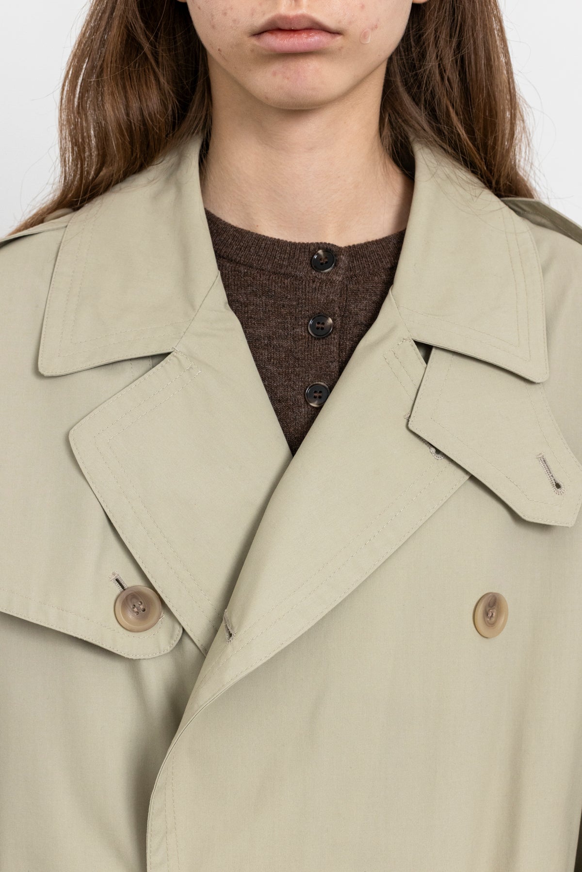 Vintage Beige Double Breasted Trench Coat