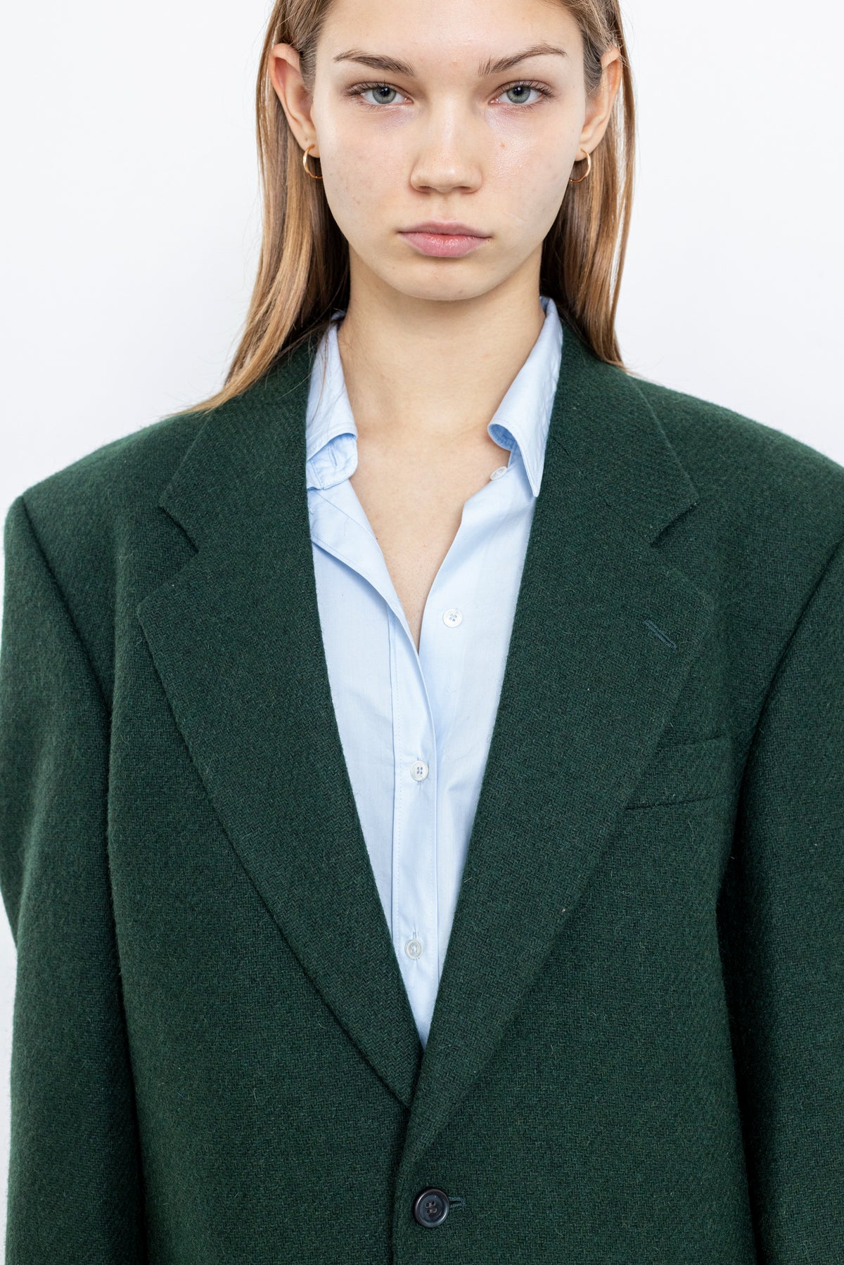 Vintage Dark Green Wool Alpaca Blazer