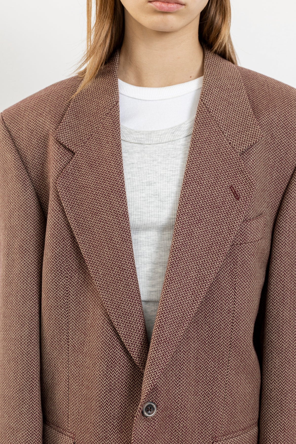 Vintage Muted Red 100% Wool Blazer