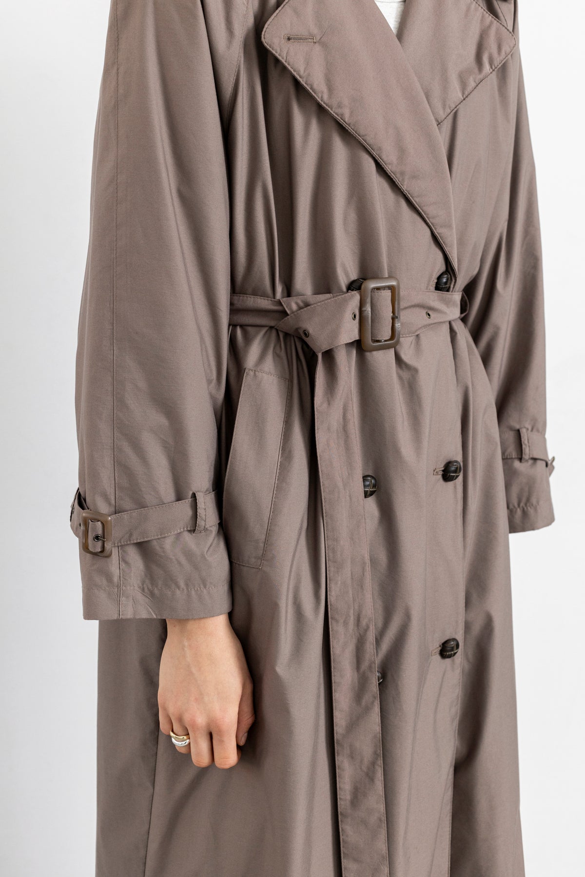 Vintage Taupe Padded Trench Coat