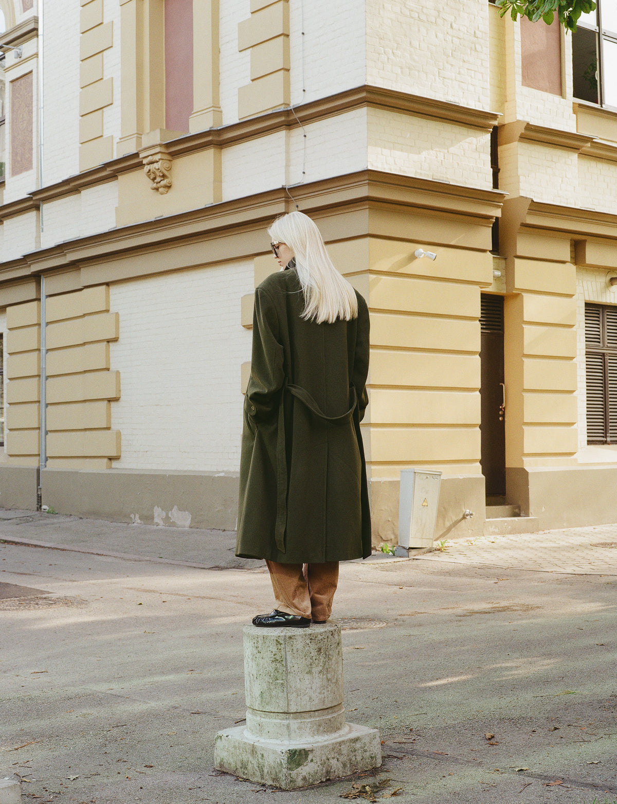 Vintage Khaki Green Wool Cashmere Coat