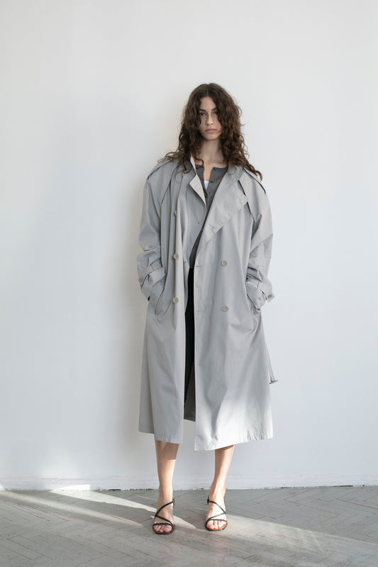 Vintage Light Grey Trench Coat