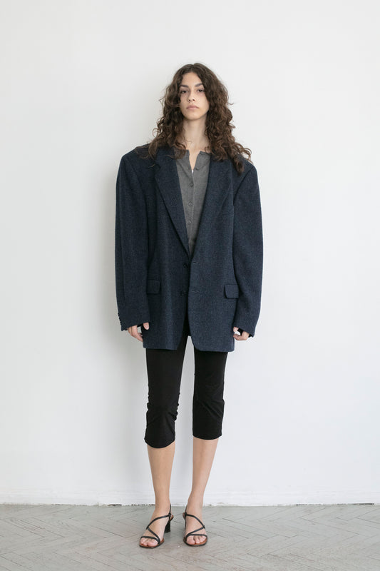 Vintage Kenzo Blue Chevron Wool Blazer