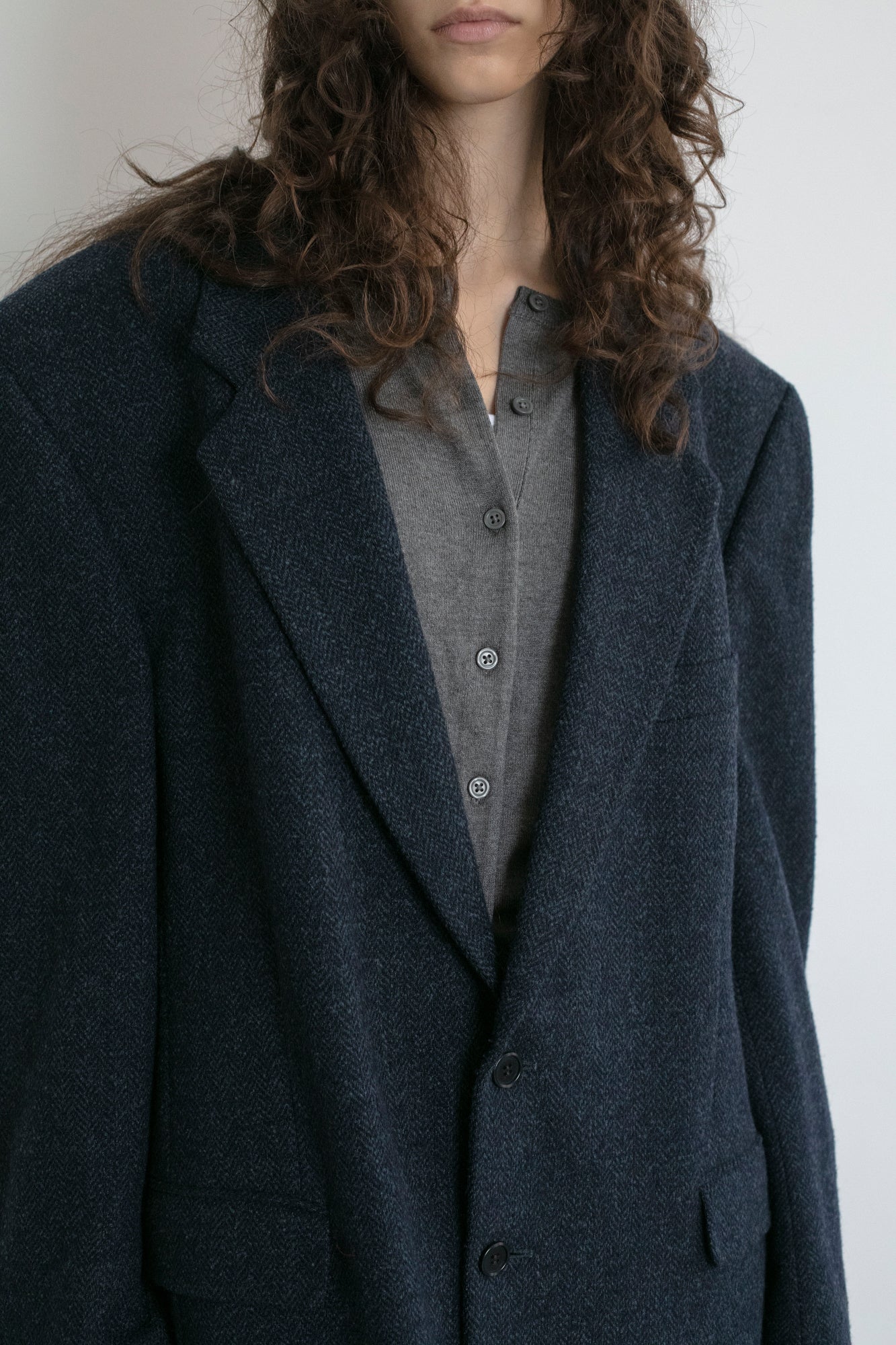 Vintage Kenzo Blue Chevron Wool Blazer