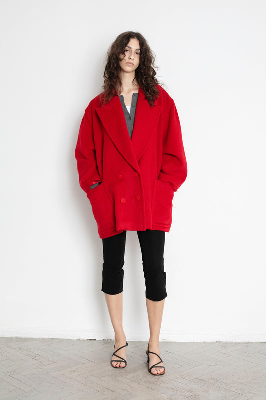 Vintage ESCADA Red Wool Pea Coat