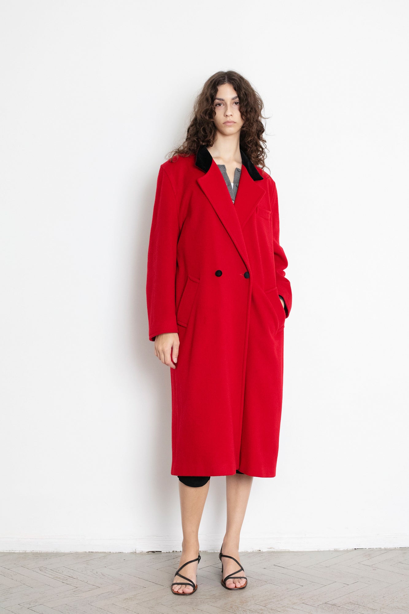 Vintage Red Cashmere Wool Coat