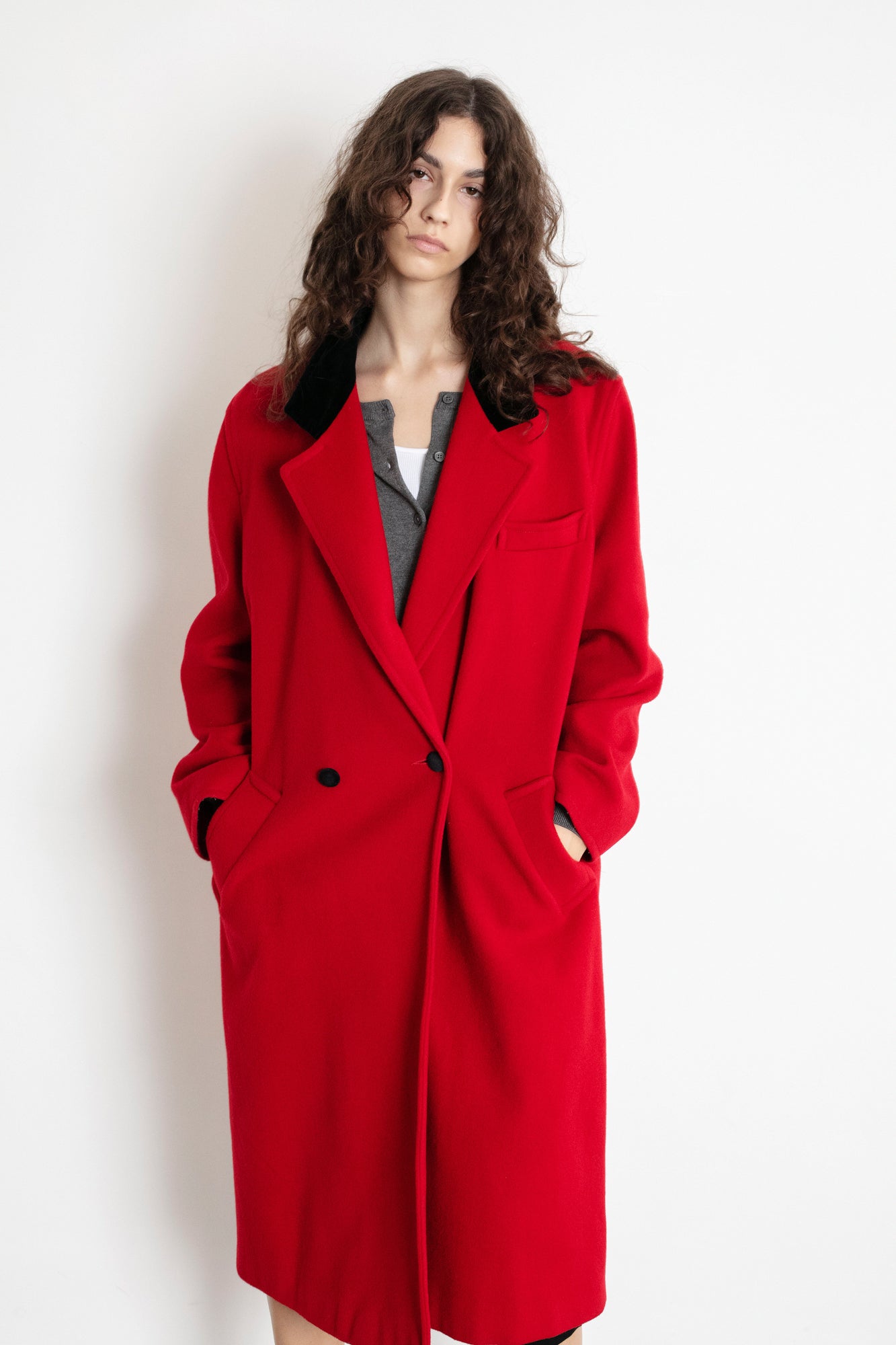 Vintage Red Cashmere Wool Coat