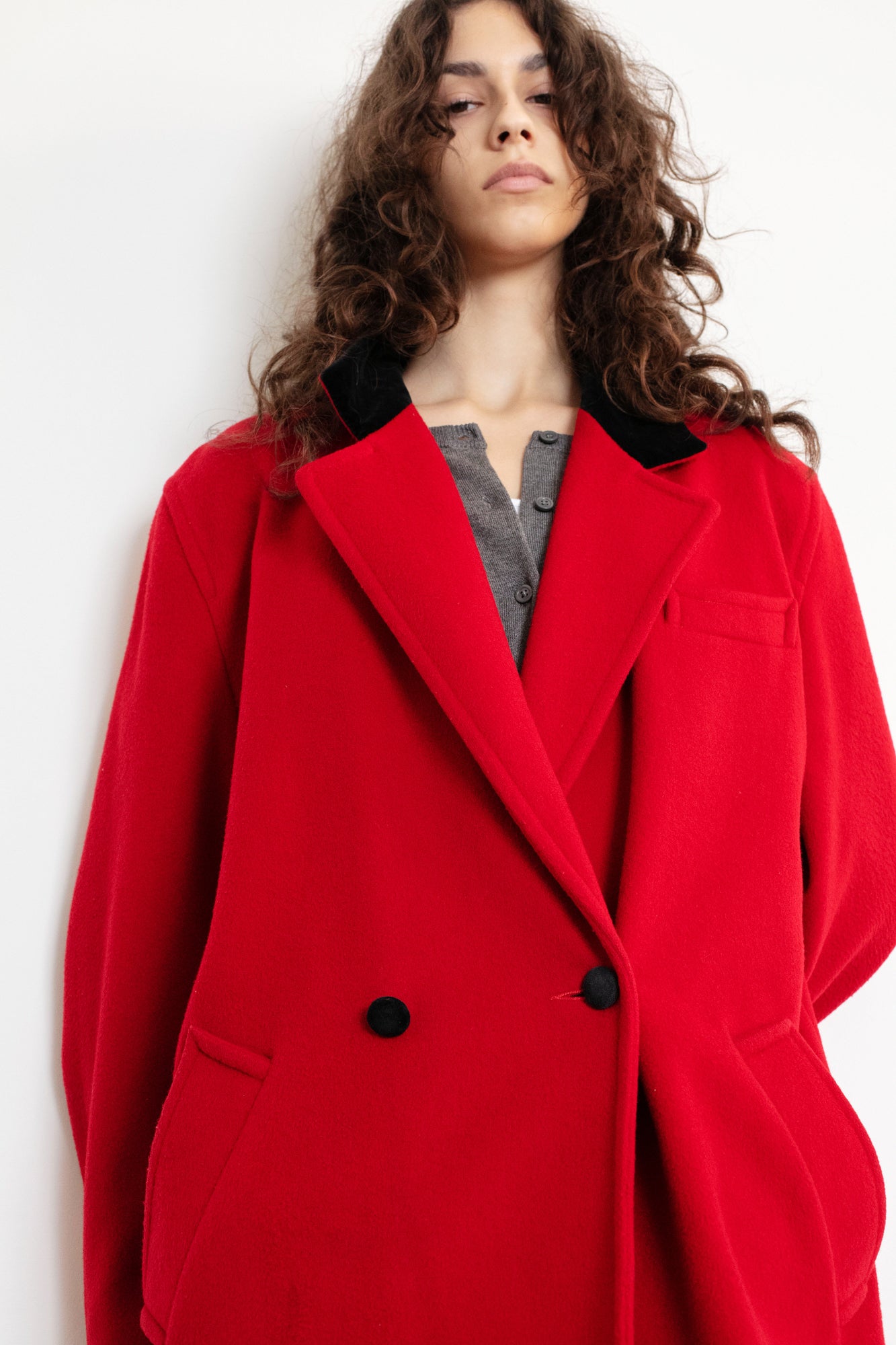 Vintage Red Cashmere Wool Coat