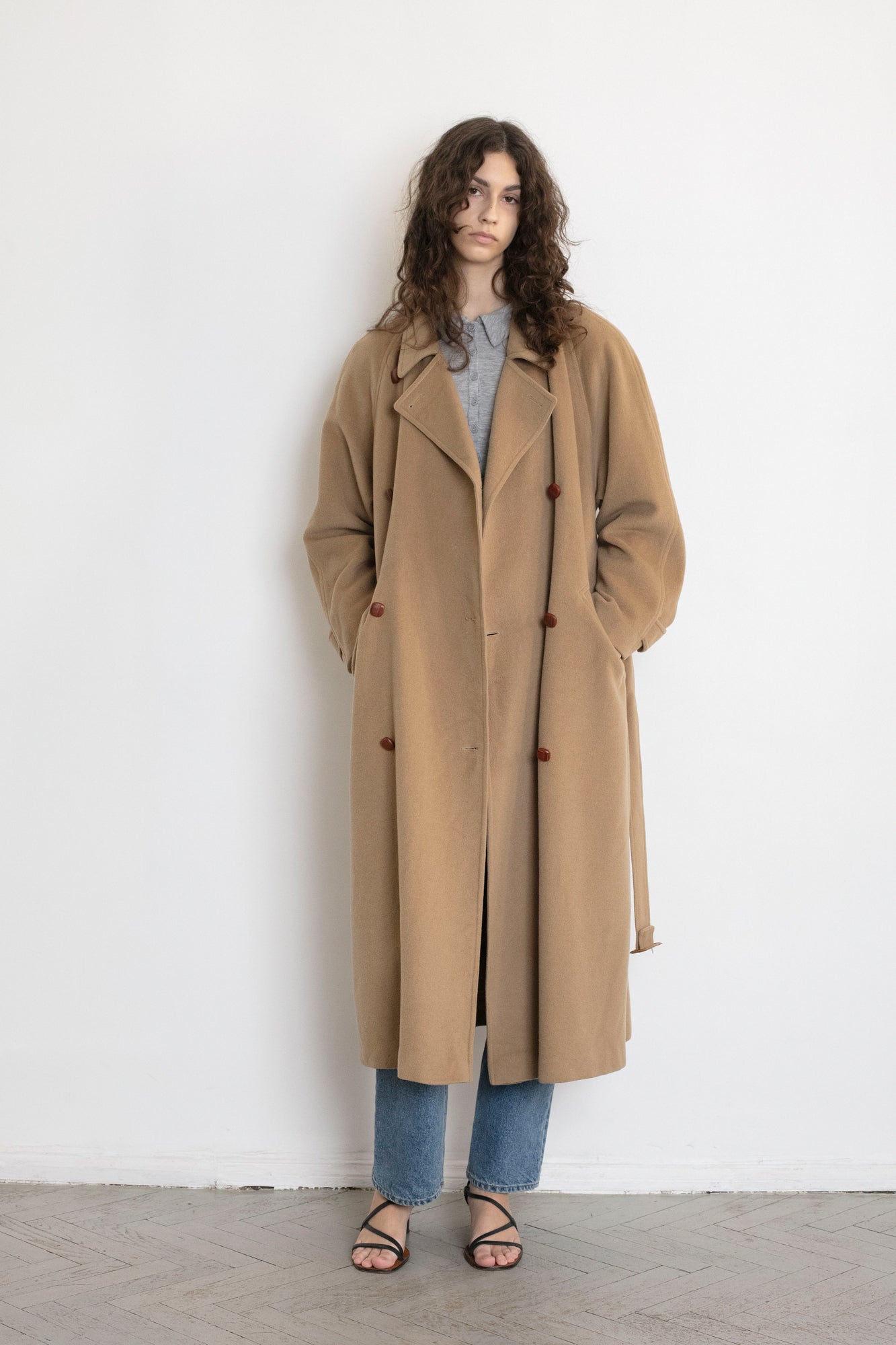 Vintage Beige Cashmere Wool Coat