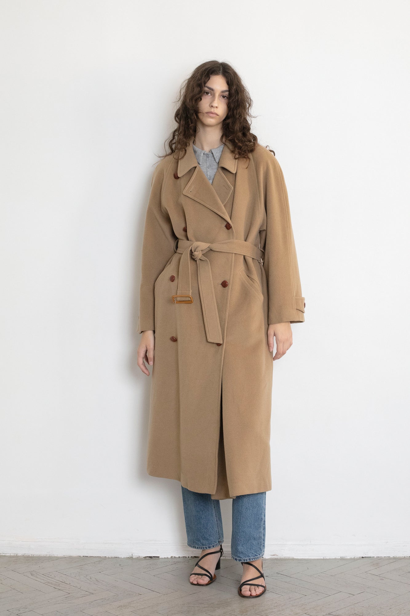 Vintage Beige Cashmere Wool Coat