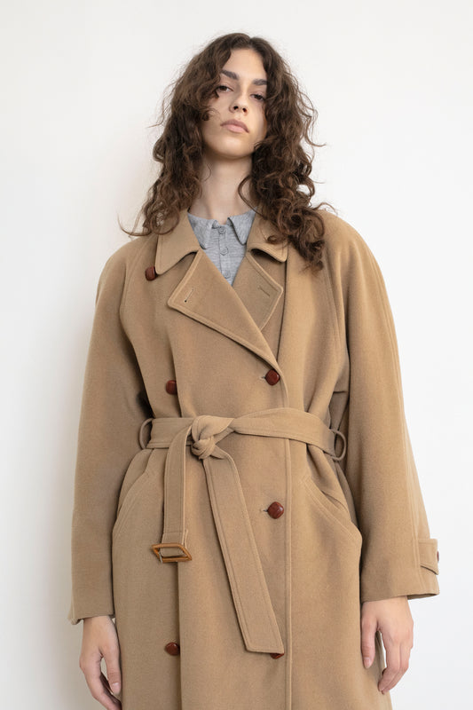 Vintage Beige Cashmere Wool Coat