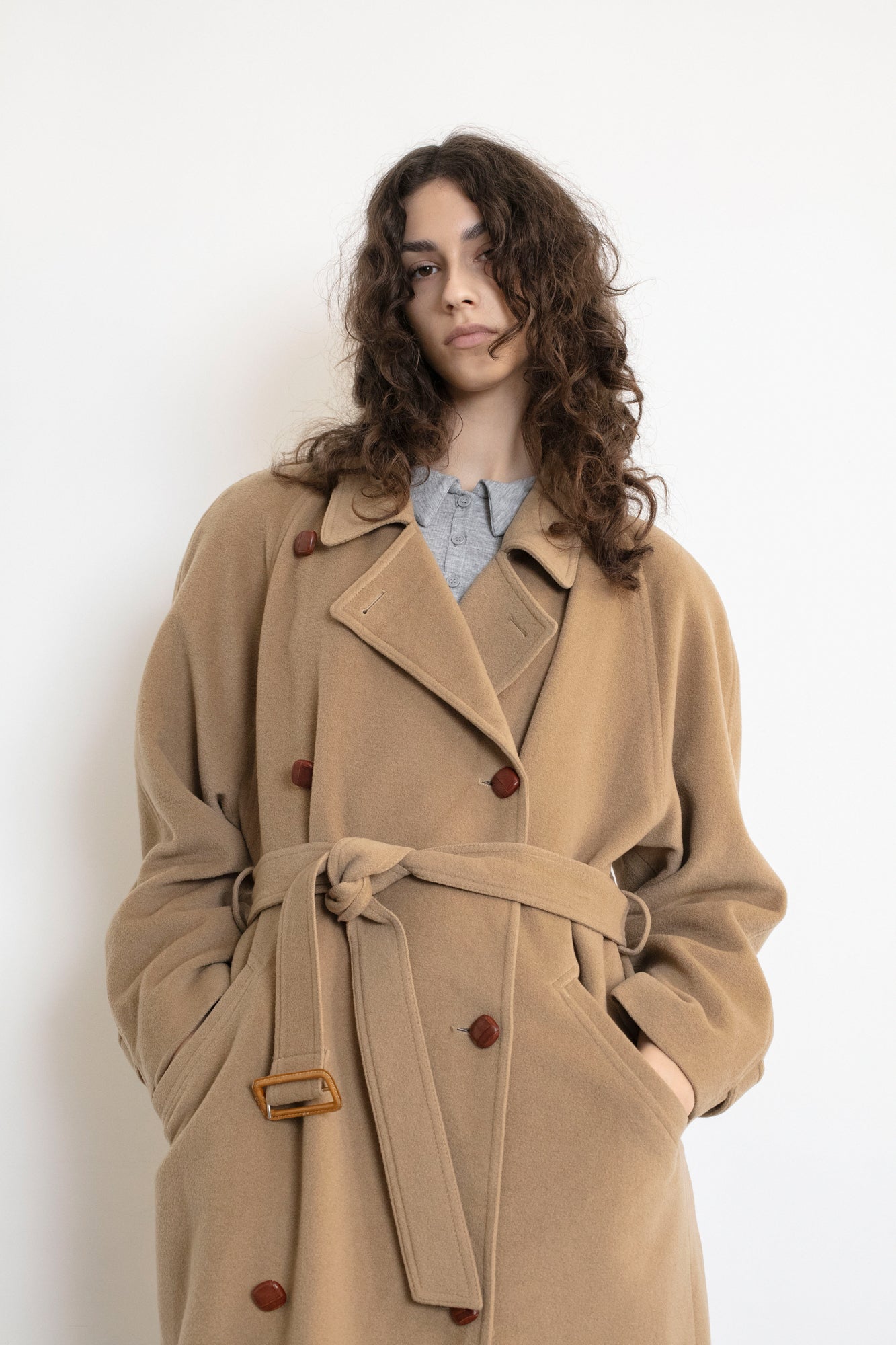 Vintage Beige Cashmere Wool Coat