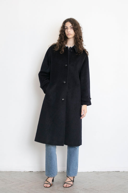 Vintage Navy Llama Wool Coat