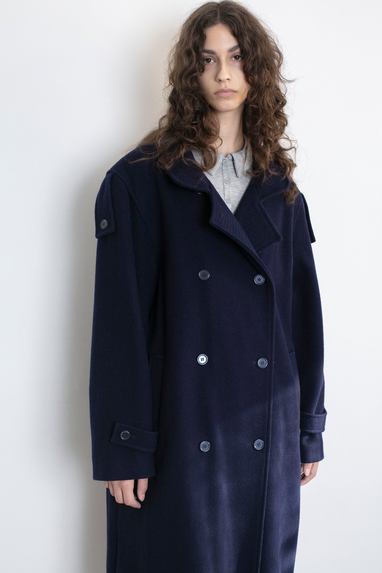 Vintage Oversized Navy Wool Coat