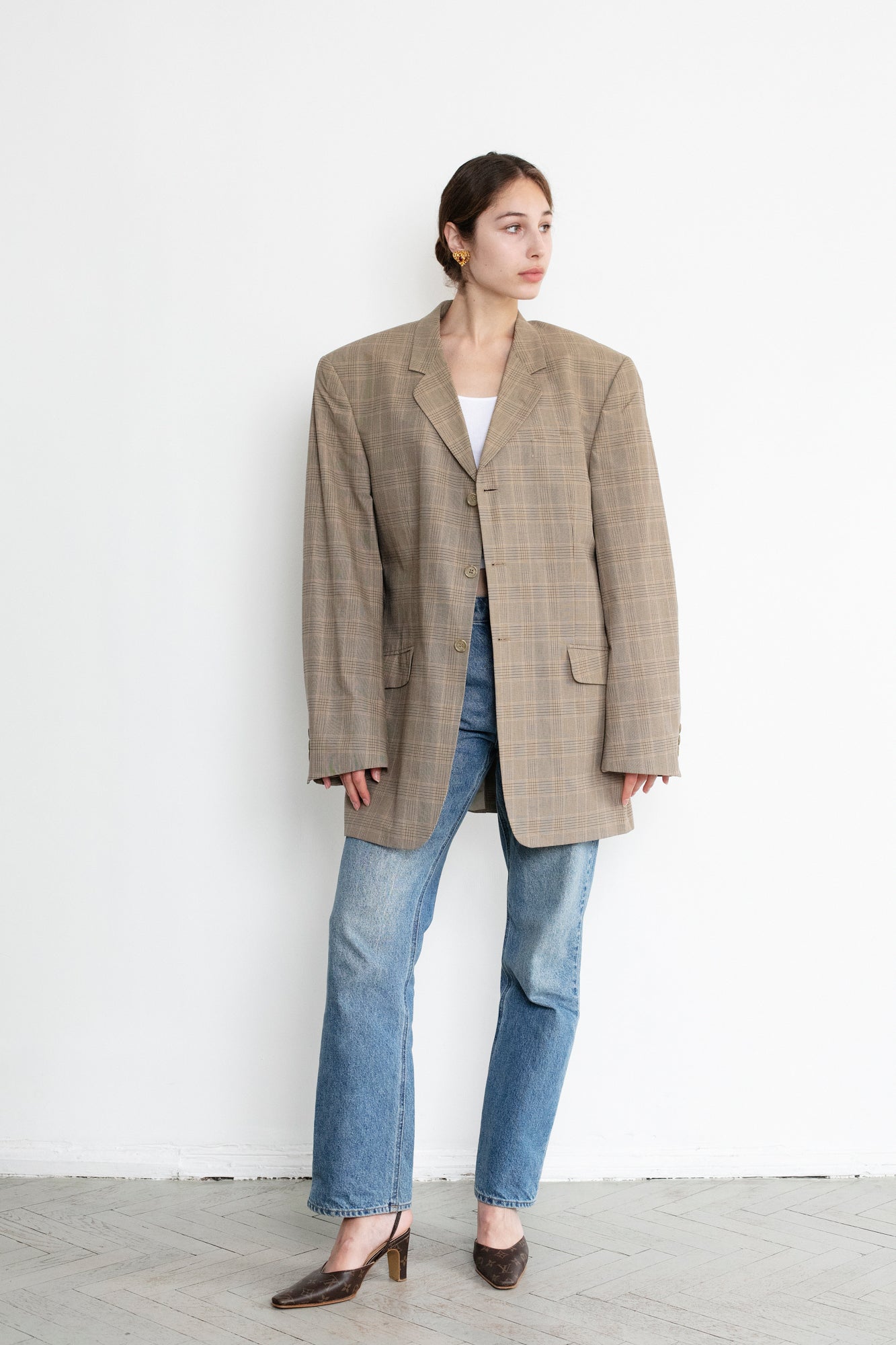 Vintage Glen Check Oversized Blazer