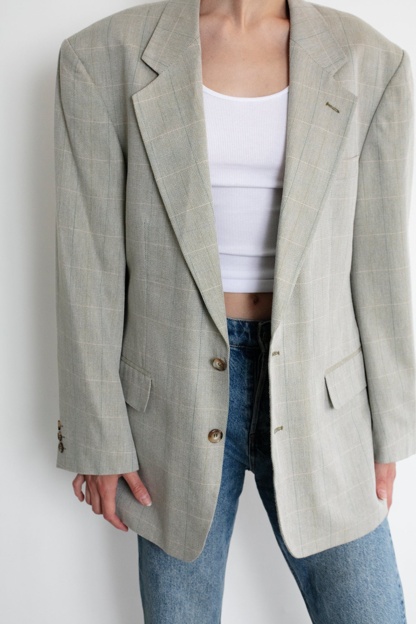 Vintage Beige Oversized Blazer