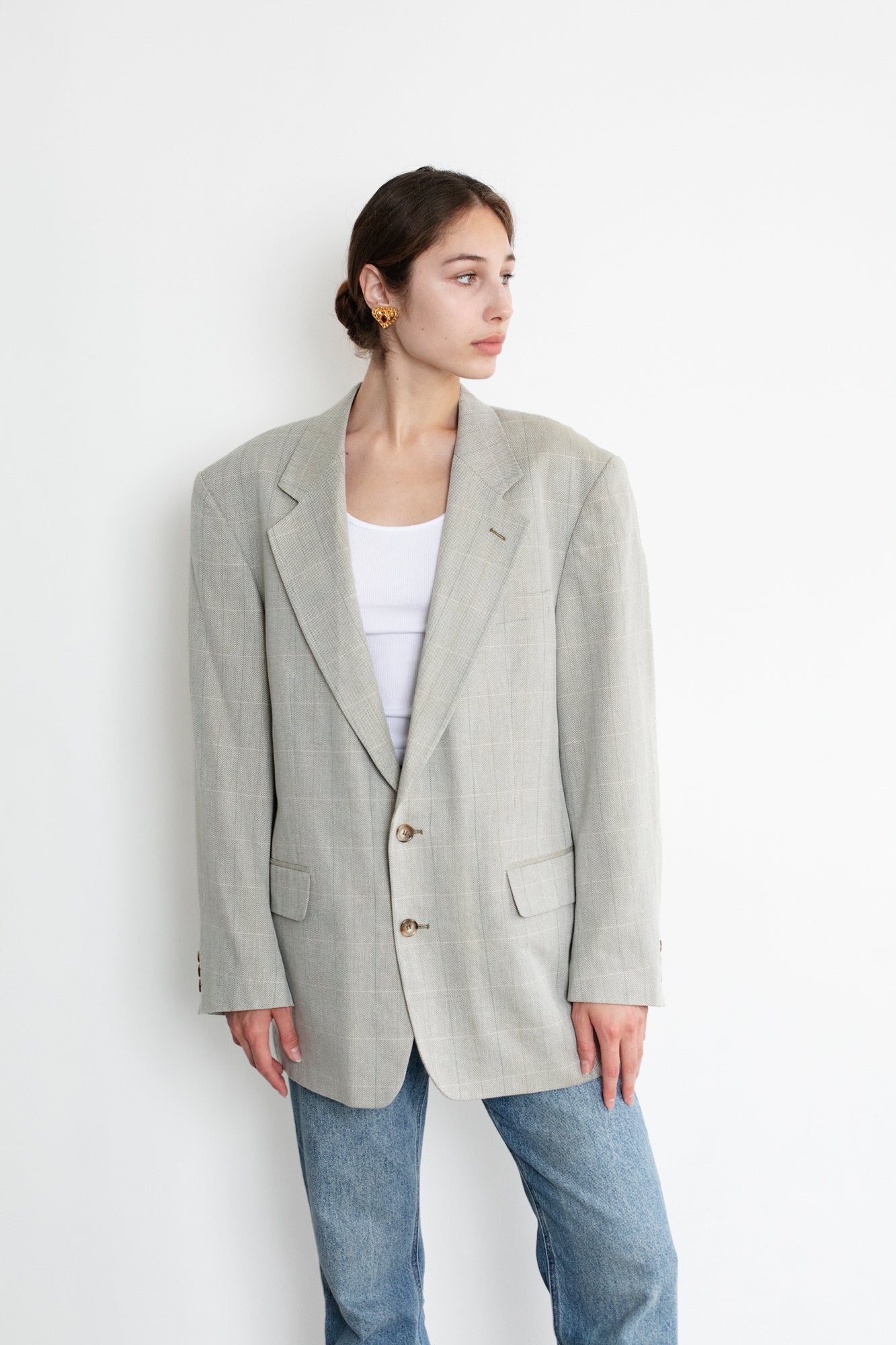 Vintage Beige Oversized Blazer