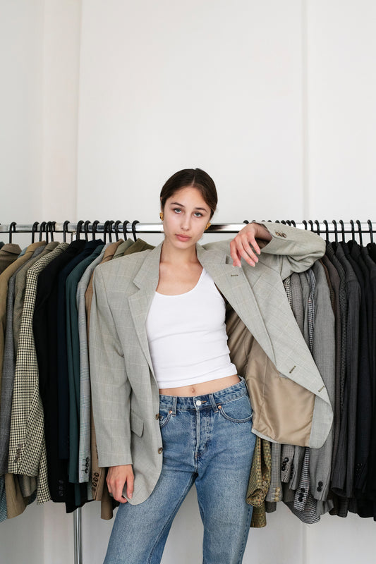 Vintage Beige Oversized Blazer