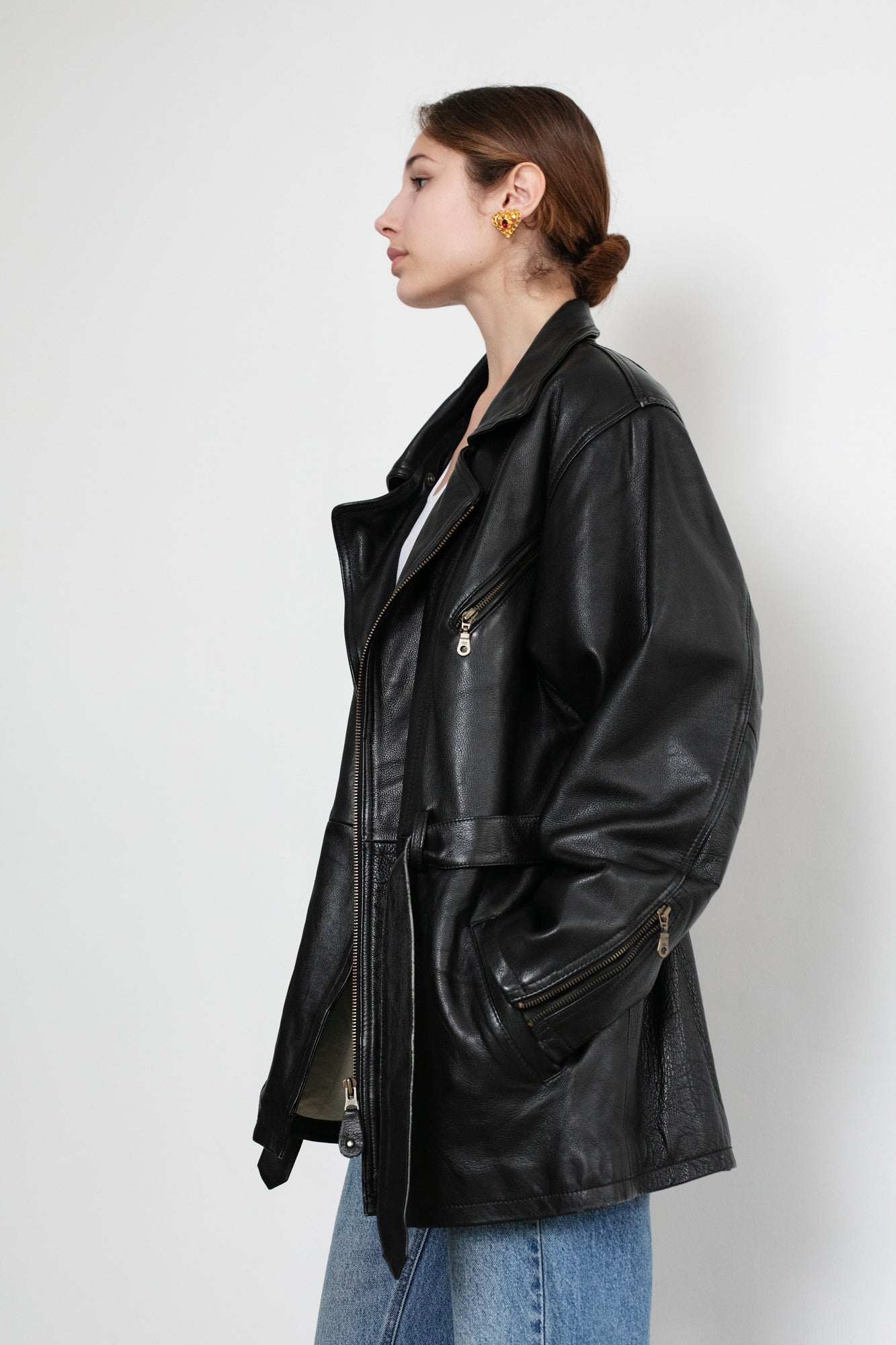 Vintage Black Leather Biker Jacket