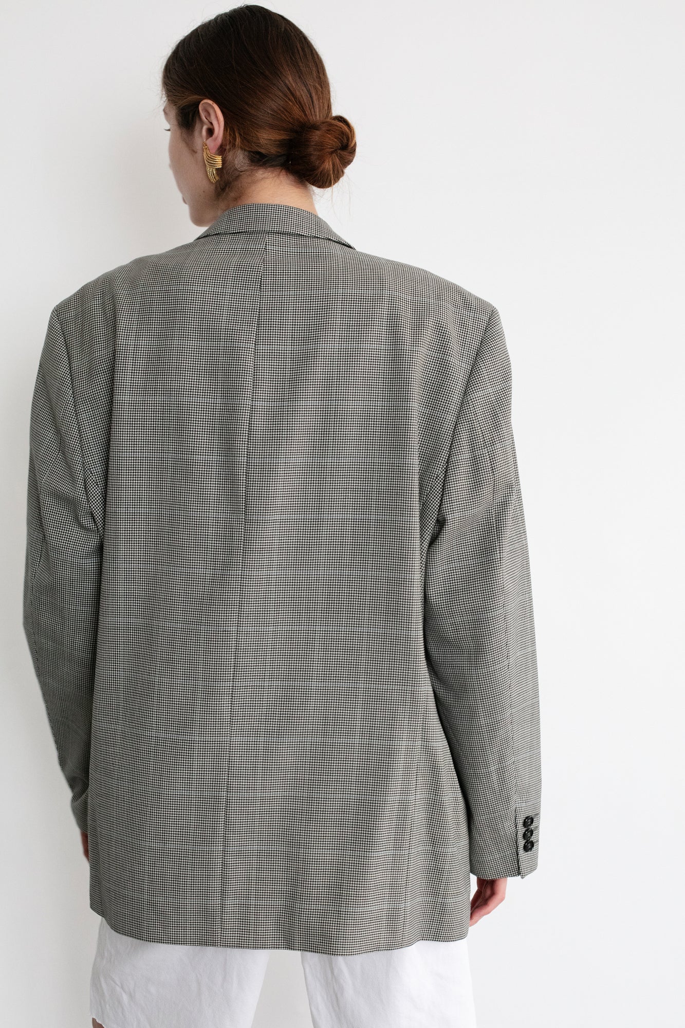 Vintage Houndstooth Oversized Wool Blazer