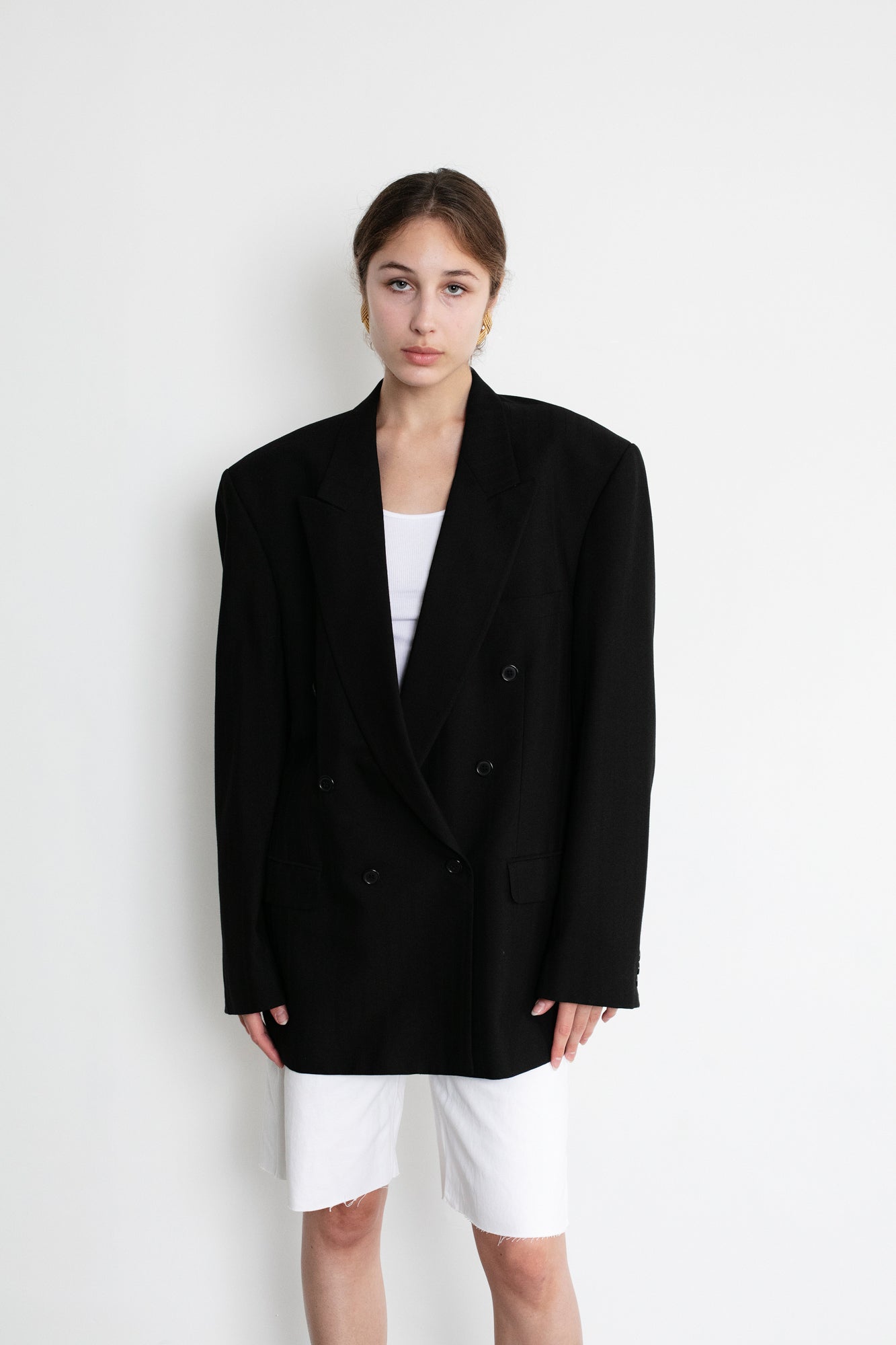 Vintage Black Oversized Wool Blazer