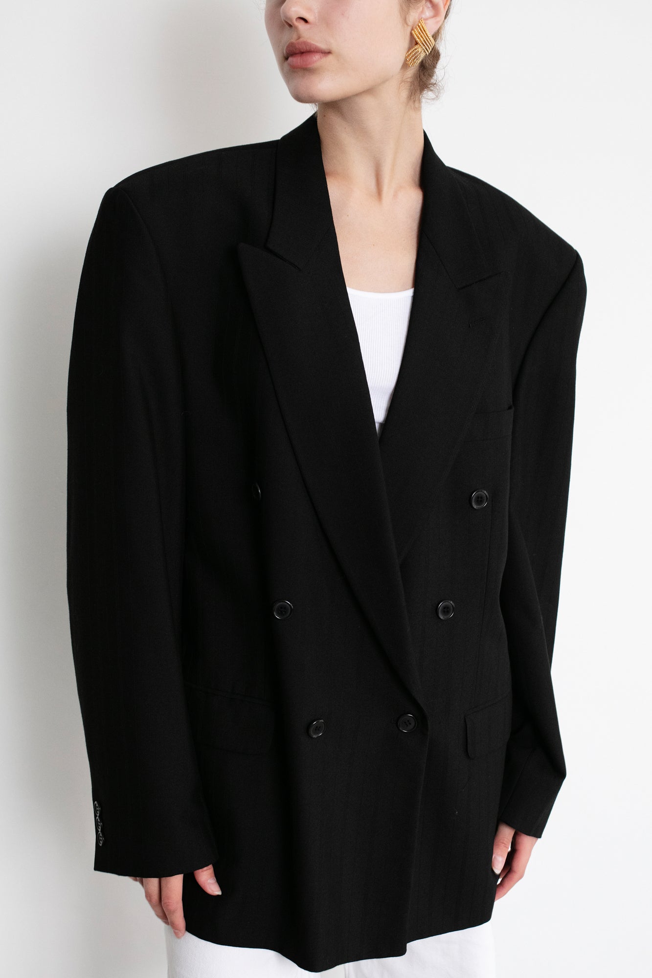 Vintage Black Oversized Wool Blazer