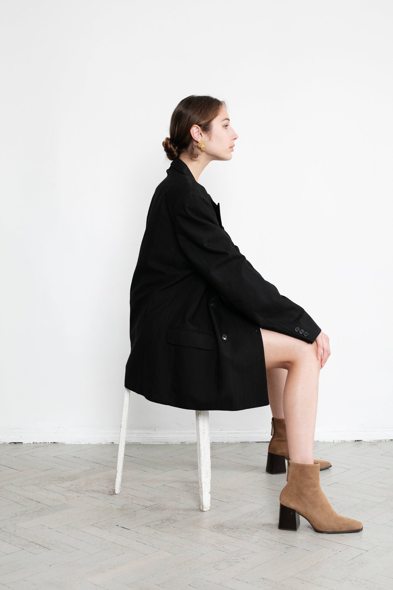 Vintage Black Oversized Wool Blazer