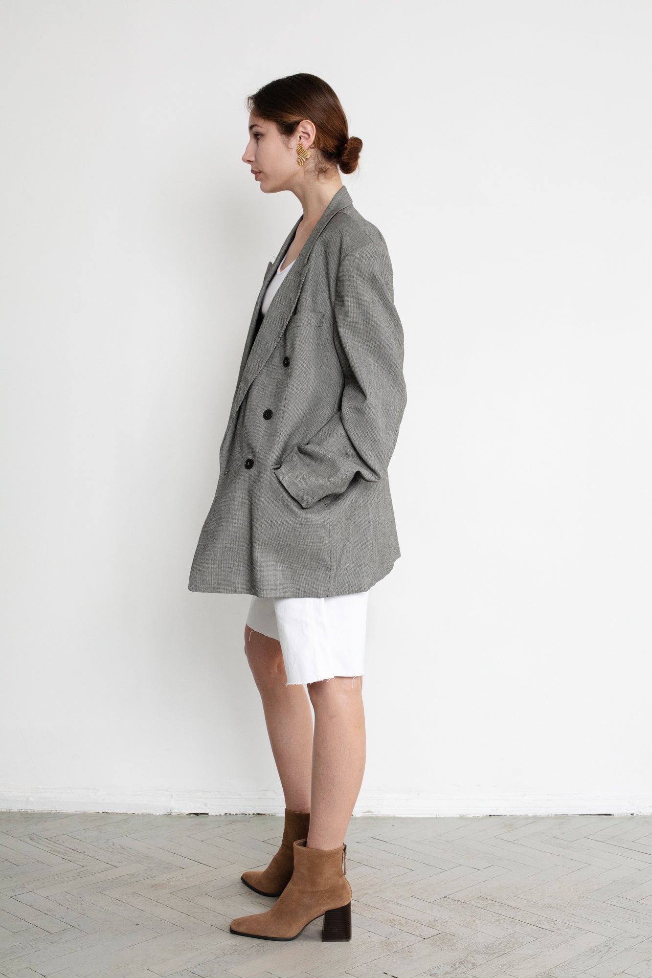 Vintage Grey Oversized Wool Blazer