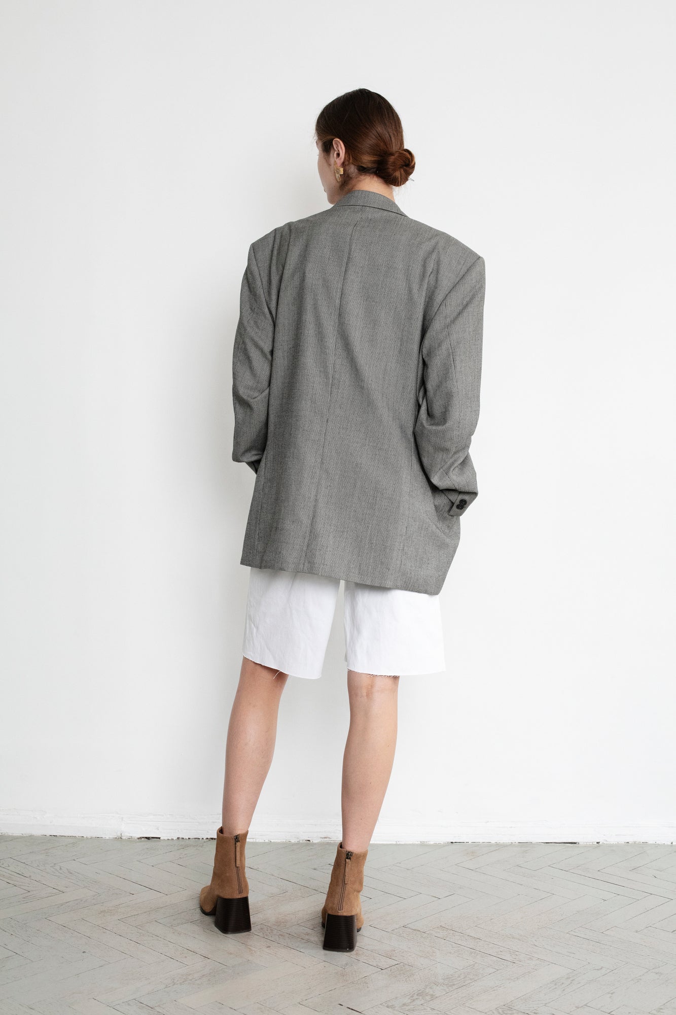 Vintage Grey Oversized Wool Blazer