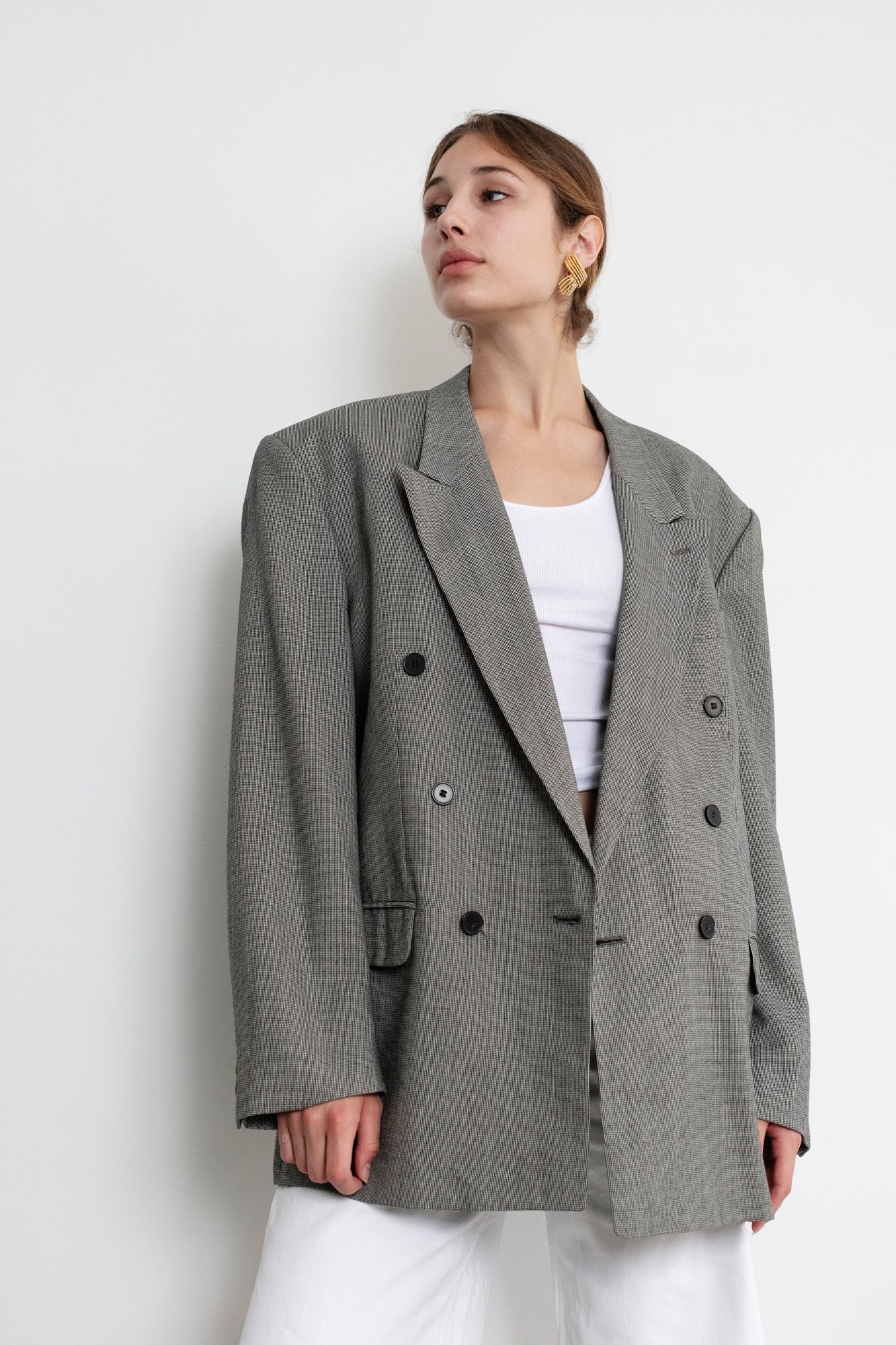 Vintage Grey Oversized Wool Blazer