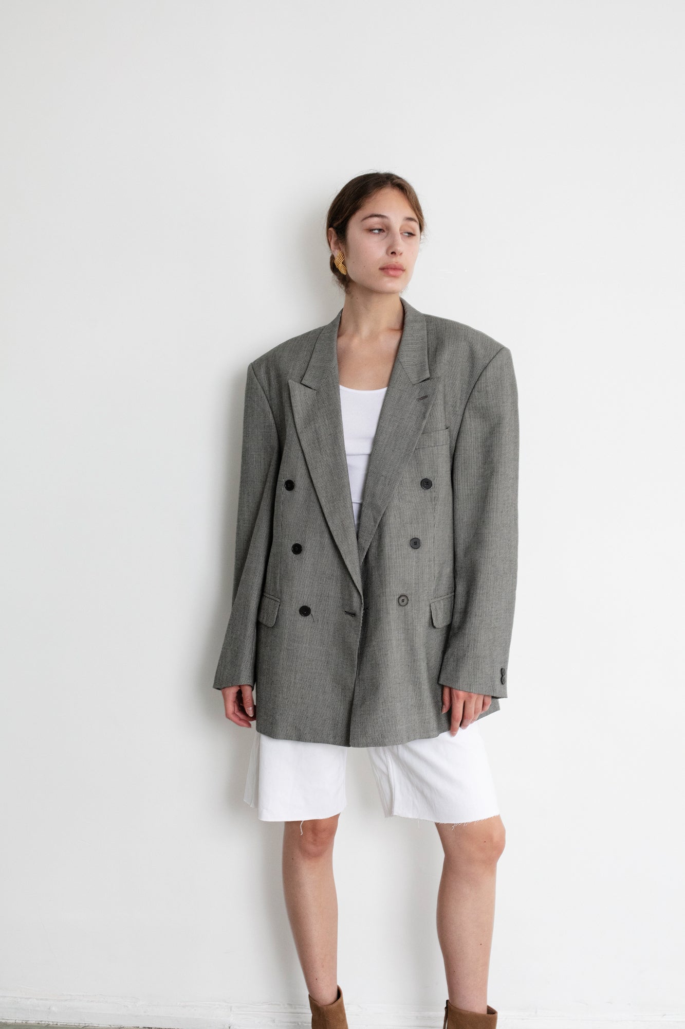 Vintage Grey Oversized Wool Blazer