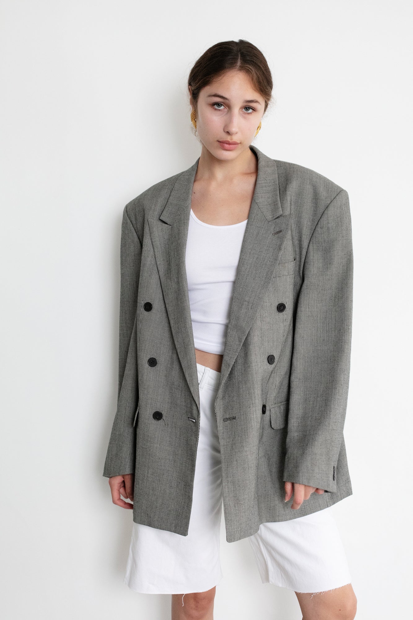 Vintage Grey Oversized Wool Blazer