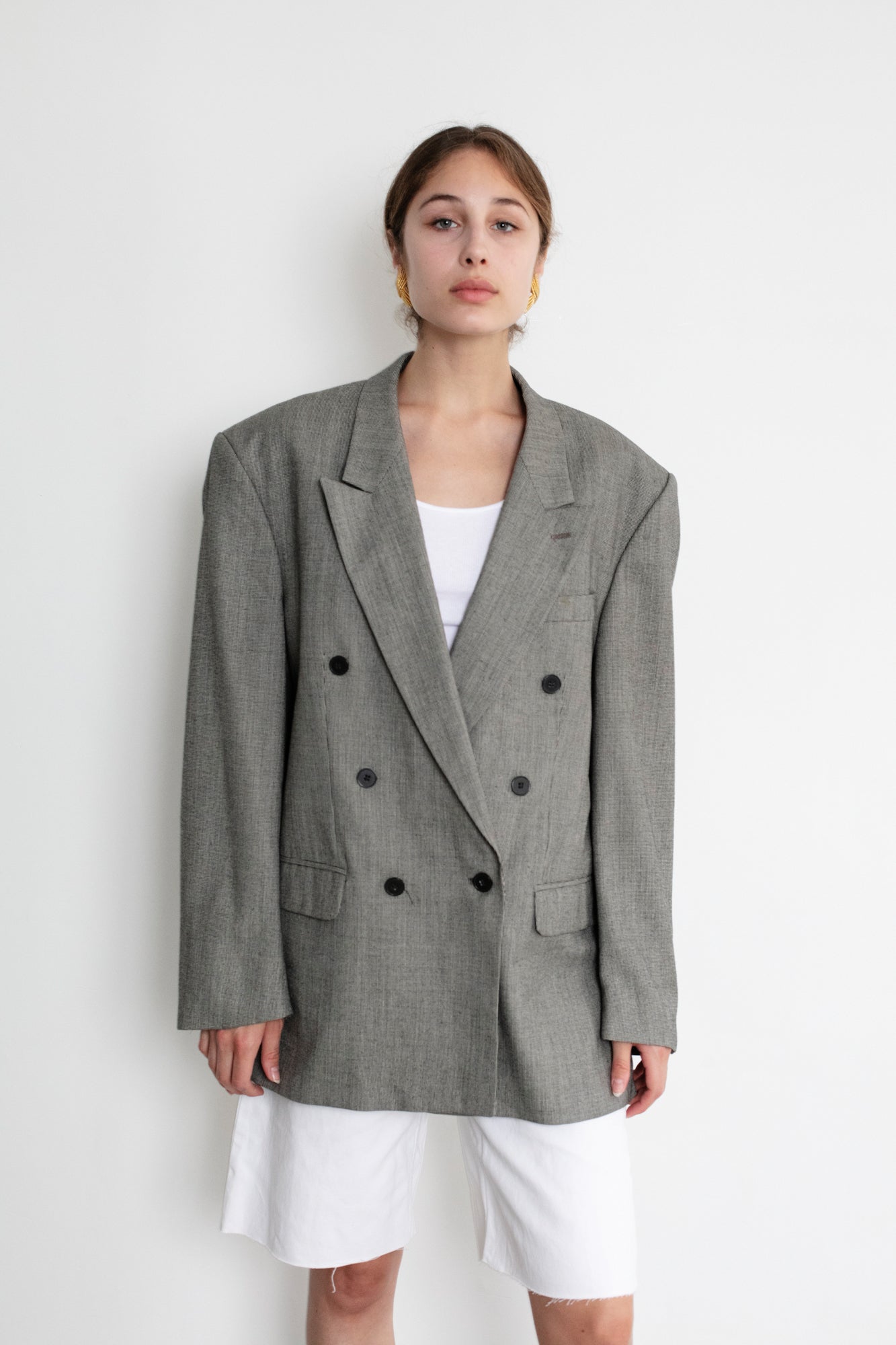 Vintage Grey Oversized Wool Blazer