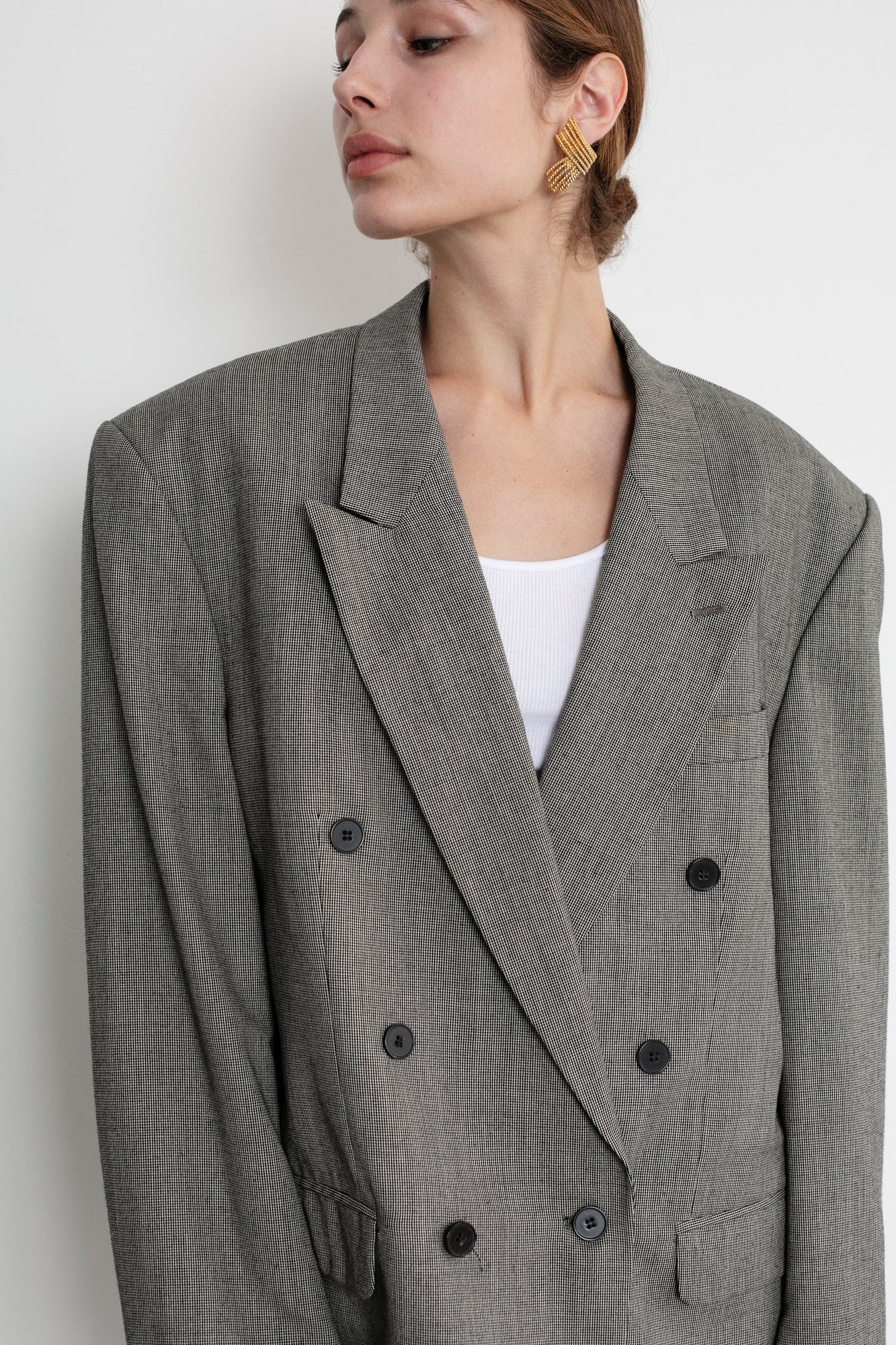 Vintage Grey Oversized Wool Blazer