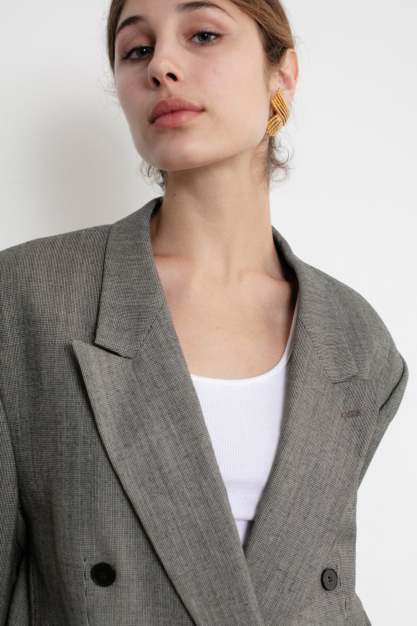 Vintage Grey Oversized Wool Blazer