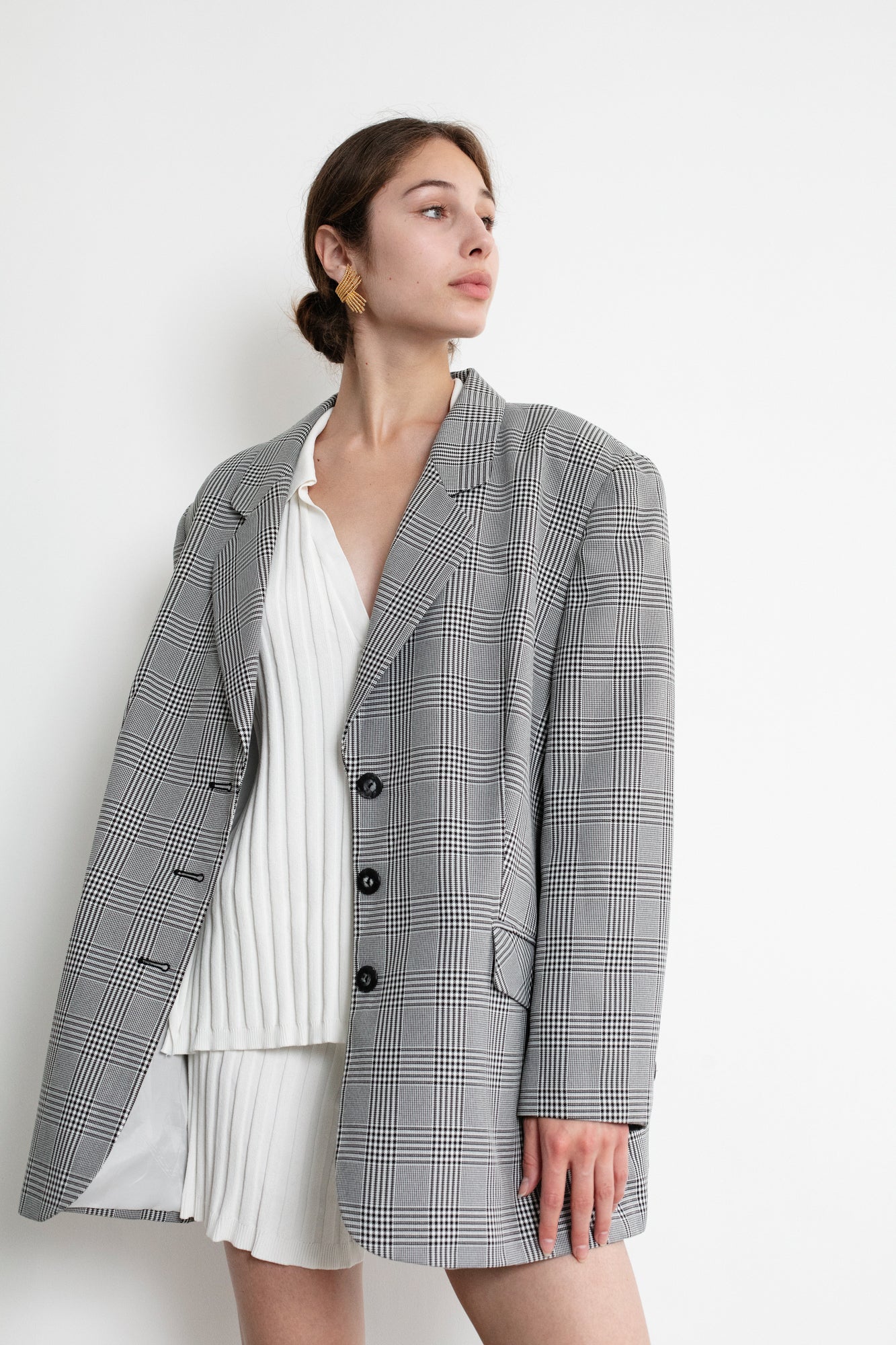 Vintage Oversized Check Blazer