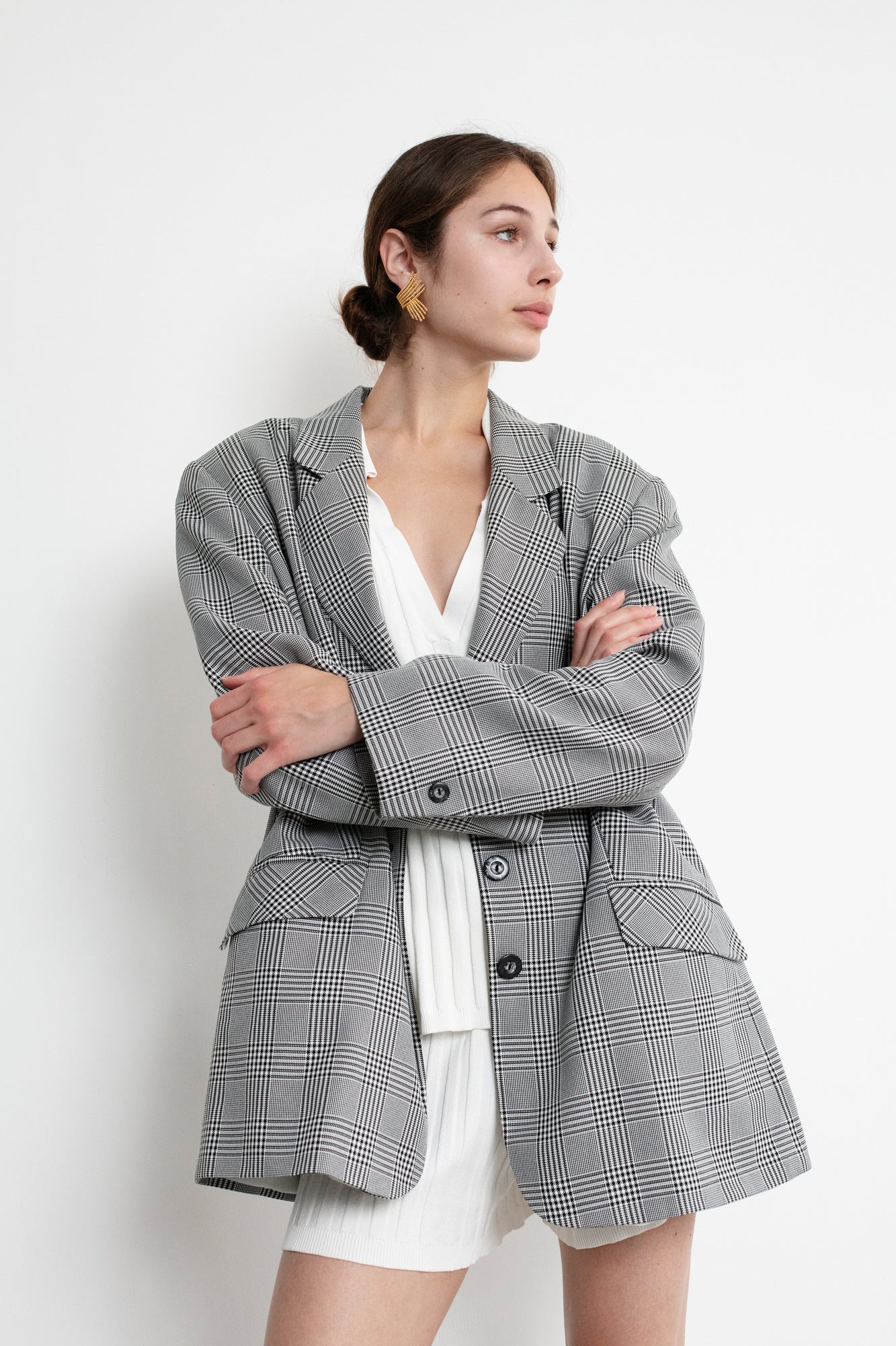 Vintage Oversized Check Blazer