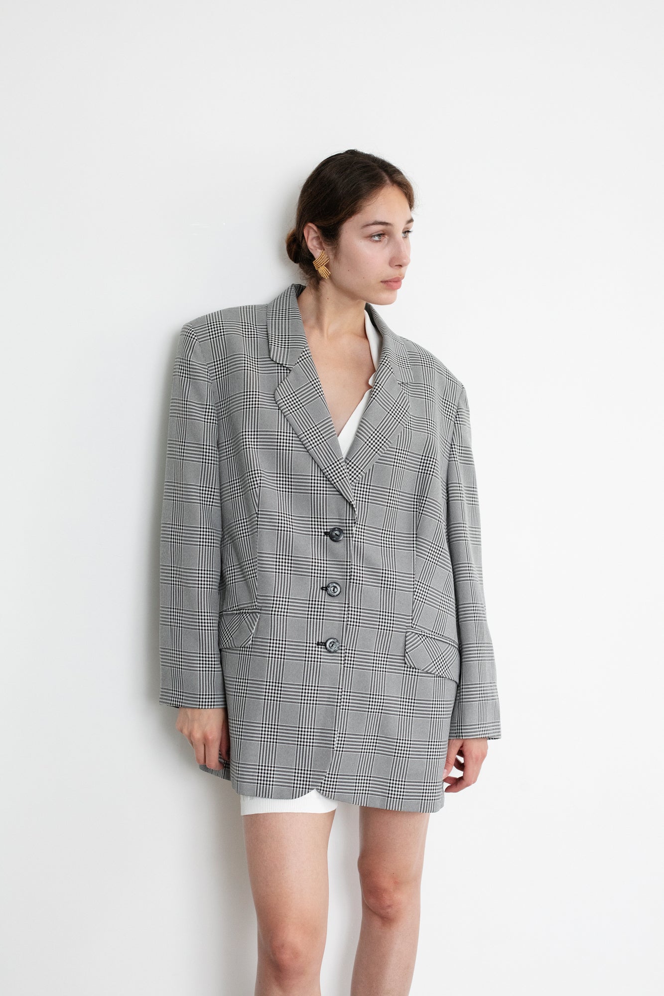 Vintage Oversized Check Blazer