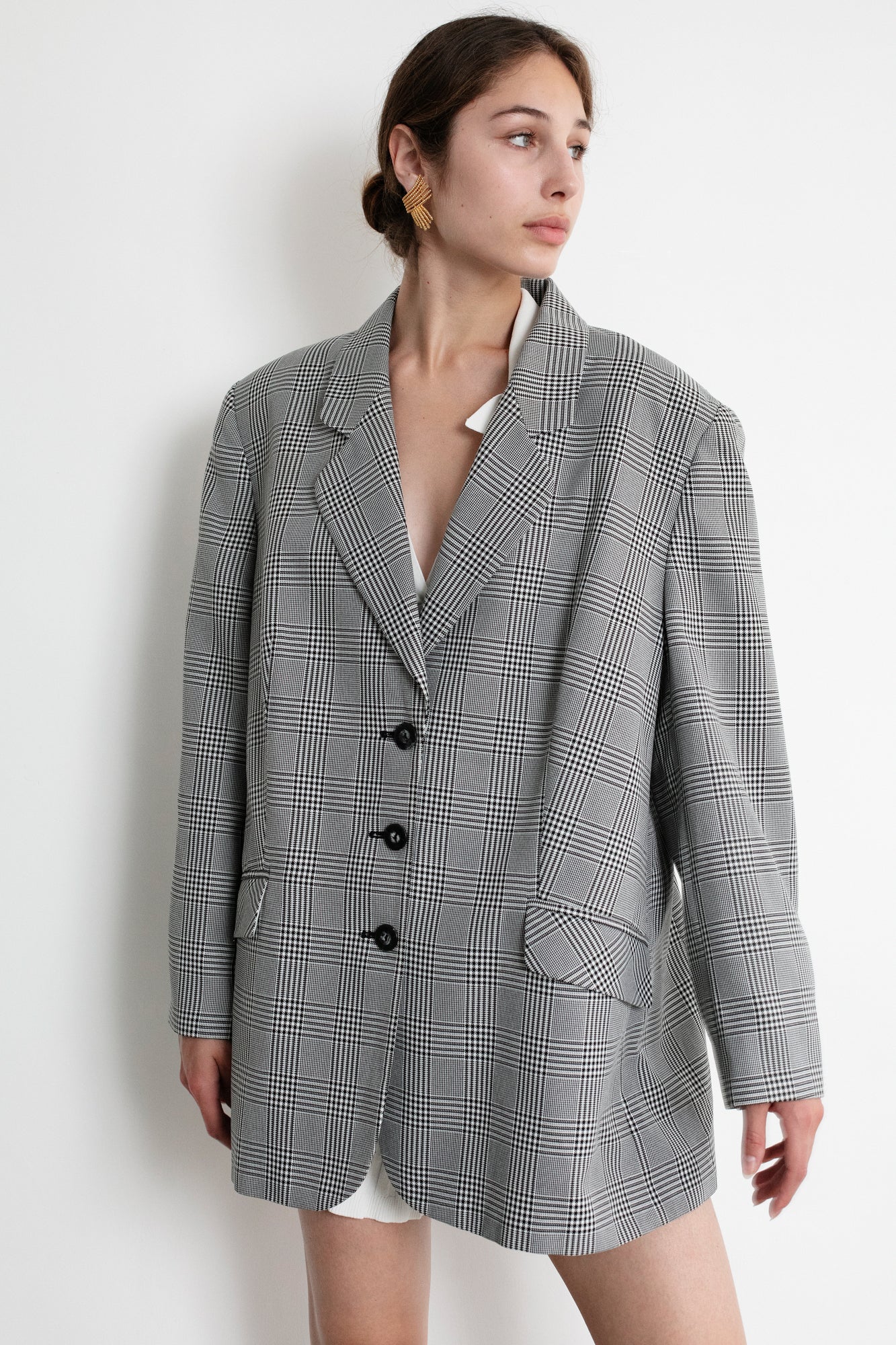 Vintage Oversized Check Blazer