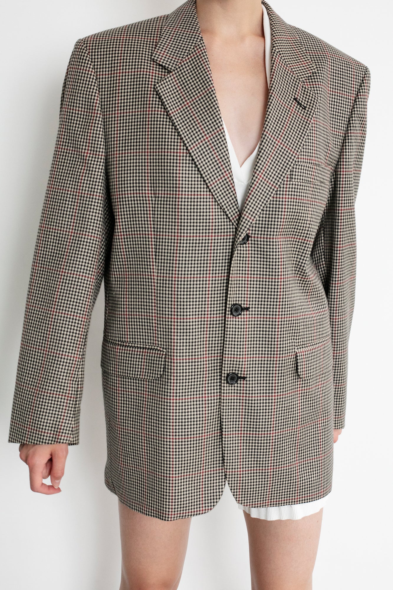 Vintage Houndstooth Oversized Wool Blazer