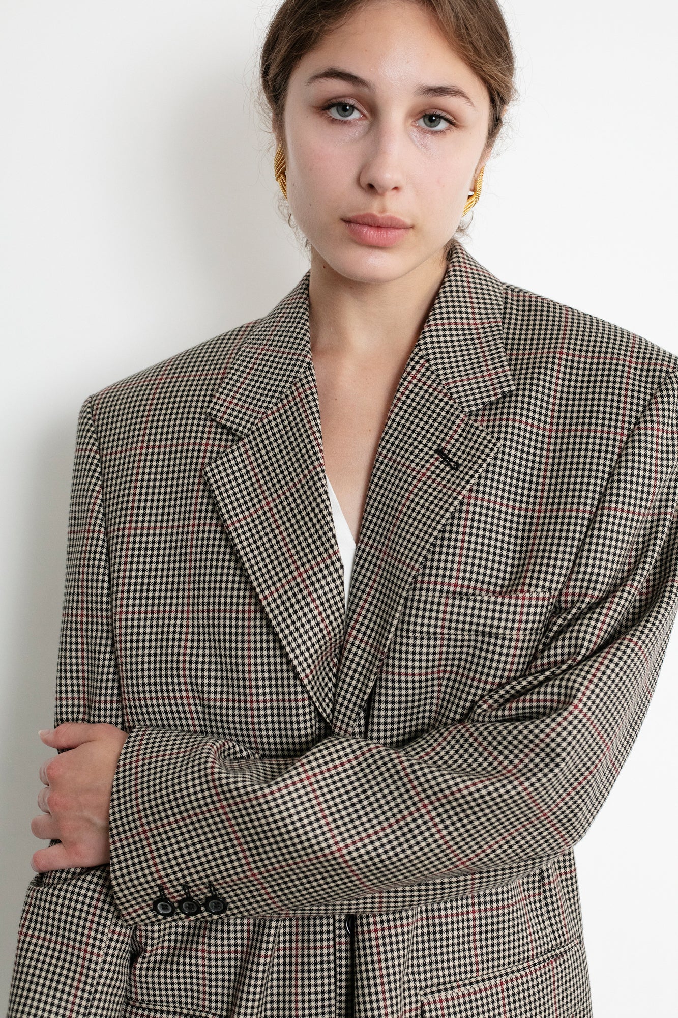 Vintage Houndstooth Oversized Wool Blazer