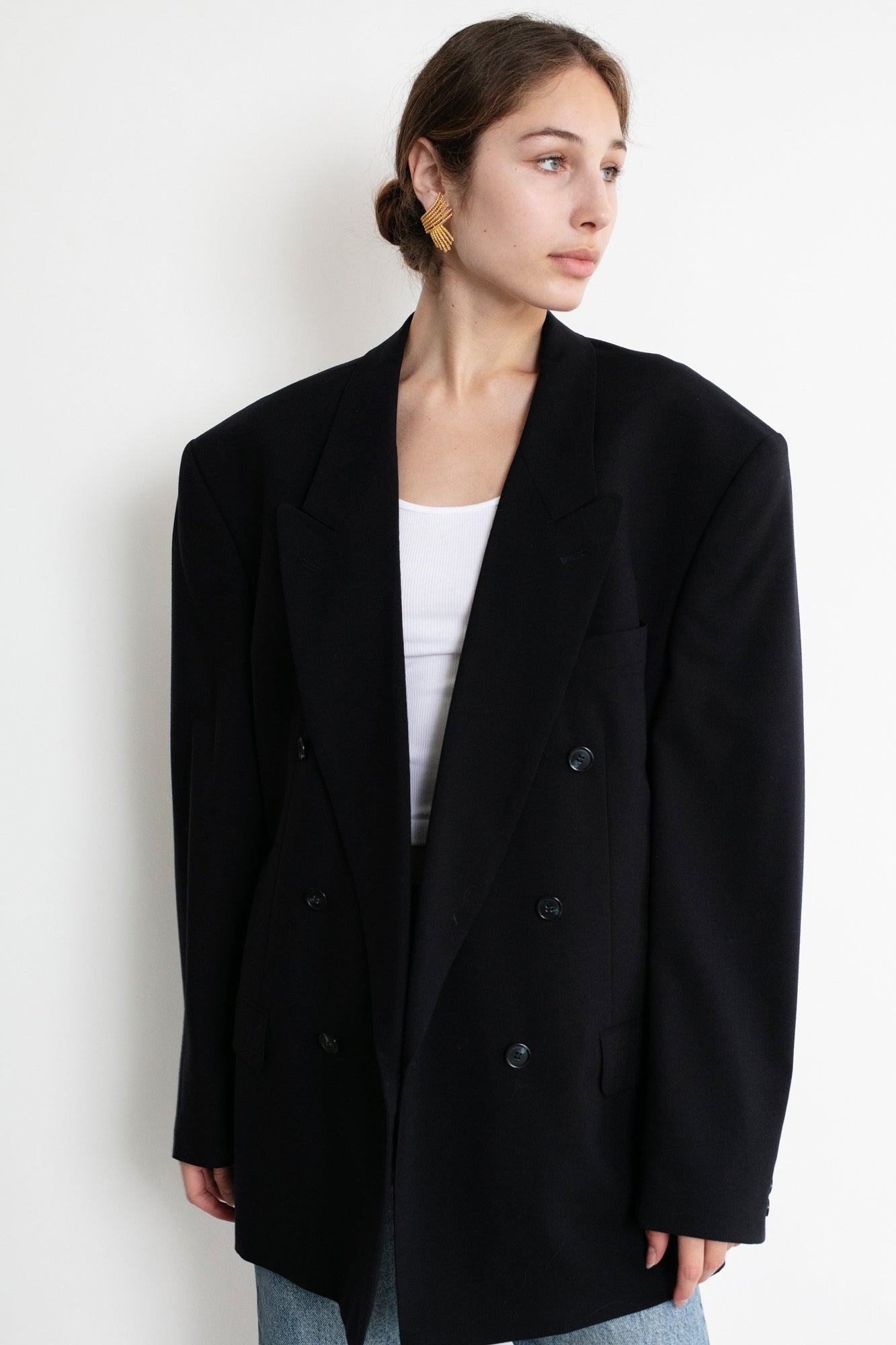 Vintage Navy Oversized Wool Blazer