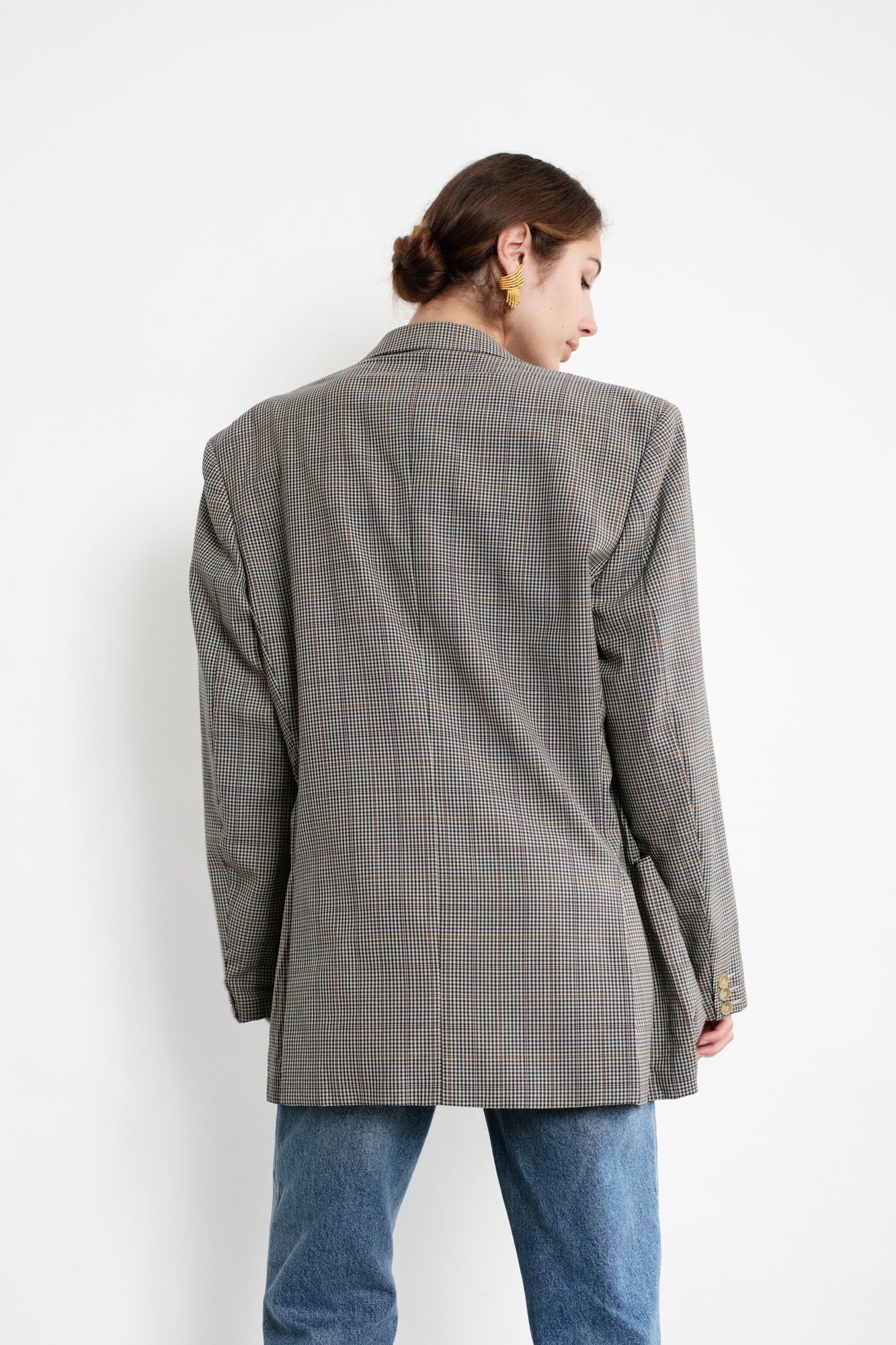 Vintage Plaid Oversized Wool Blazer