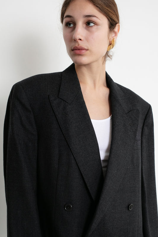 Vintage Burberry's Grey Cashmere Wool Blazer