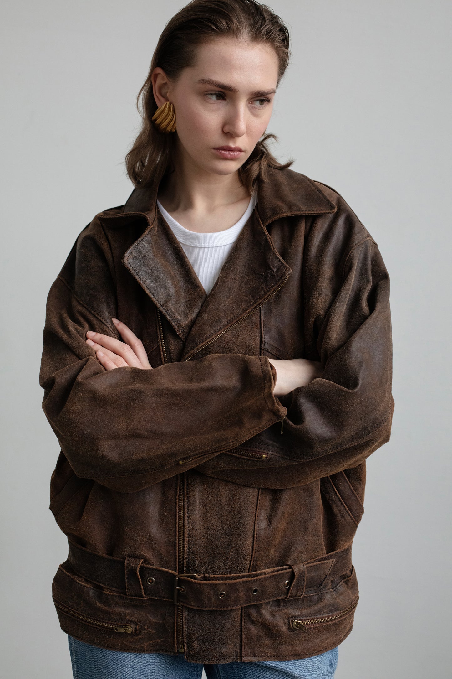 Vintage Brown Biker Leather Jacket