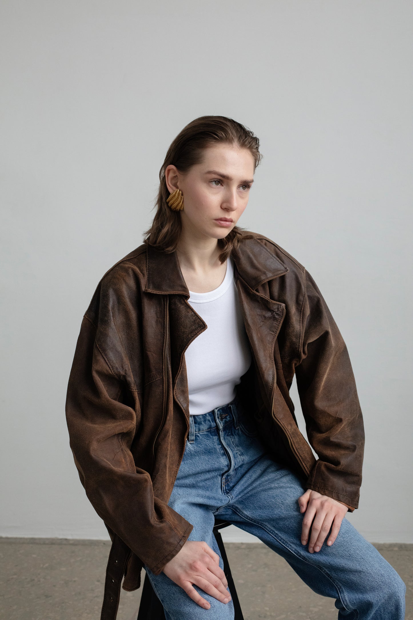 Vintage Brown Biker Leather Jacket