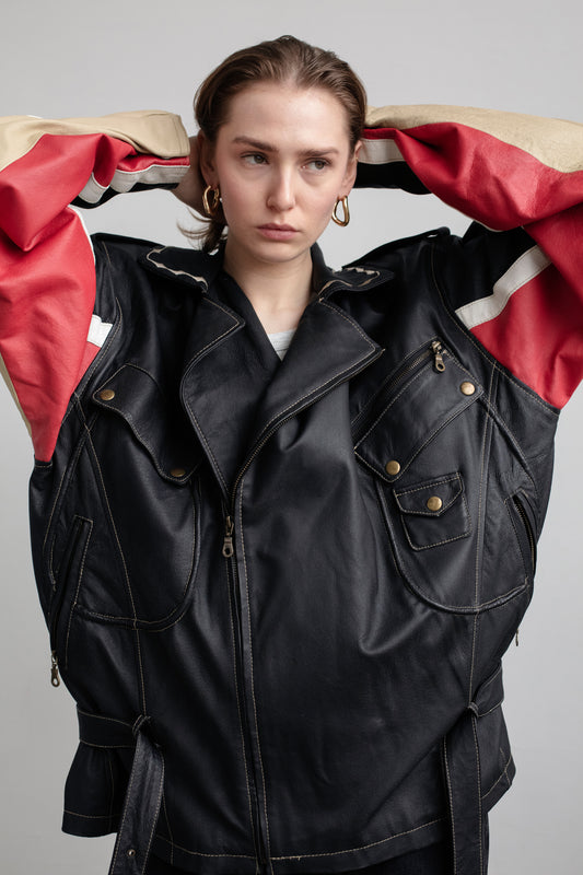 Vintage Oversized Biker Leather Jacket