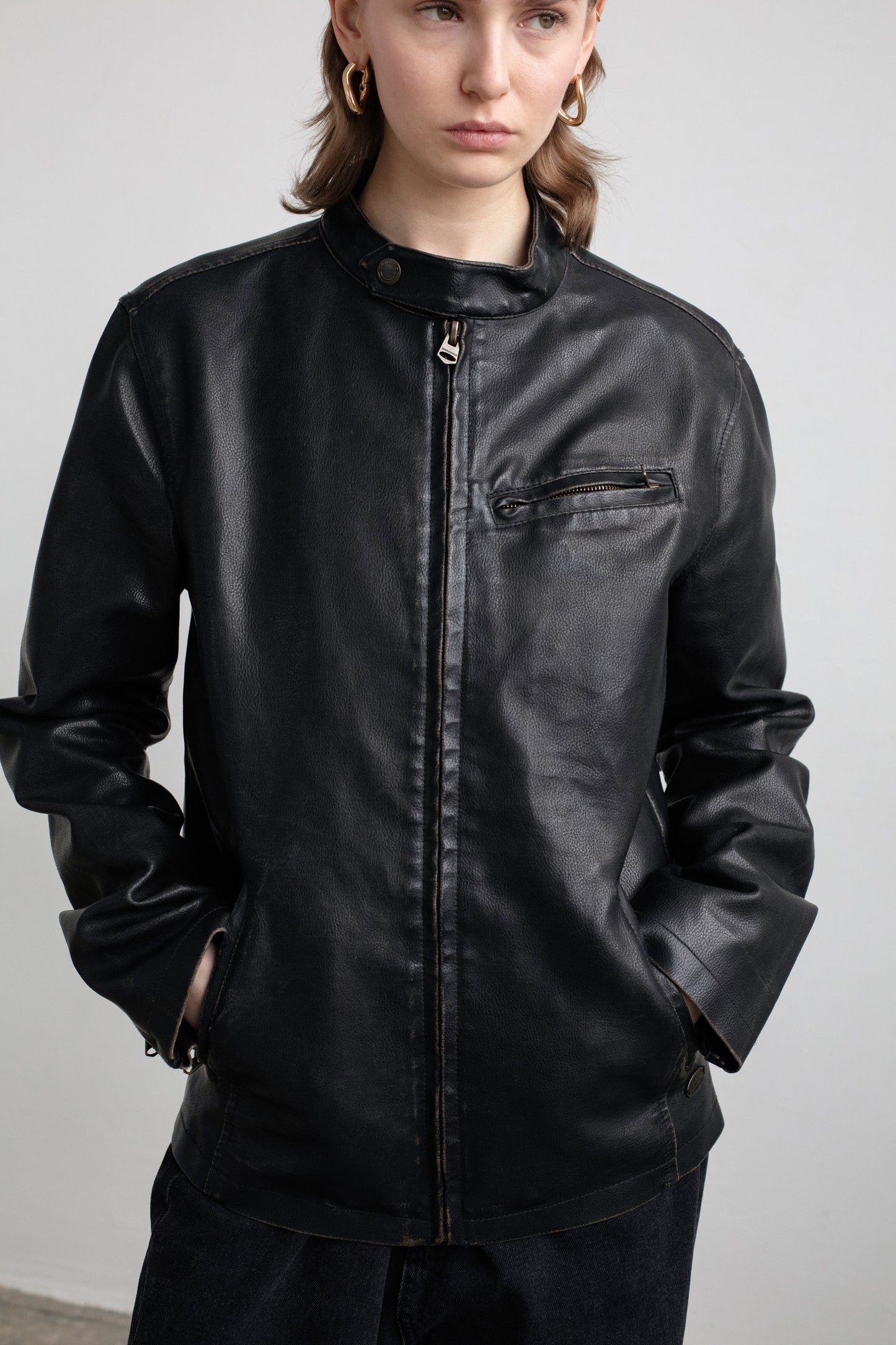 Vintage Cafe Racer Leather Jacket